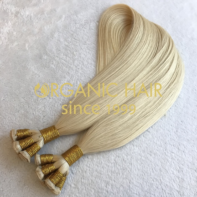 Human customized full cuticle hand tied weft on sale I1